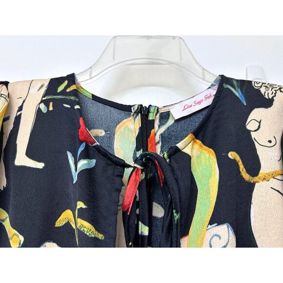 NWT Lisa Says Gah Penelope Museo Nero Print Midi Dress Black Statue Vase S - Picture 5 of 15